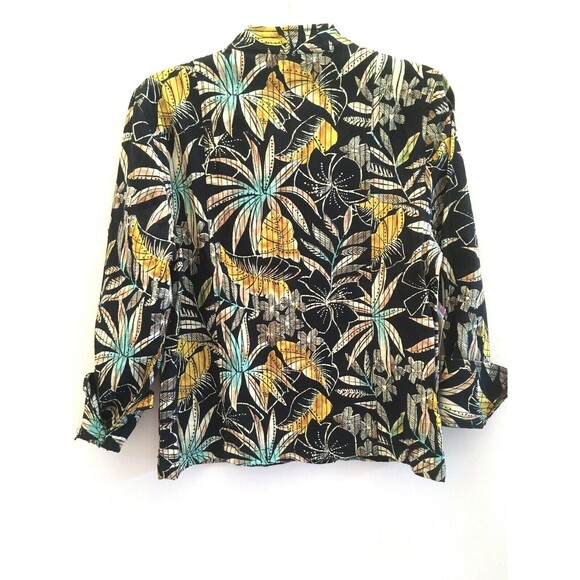 LIFE STYLE sz S NEW 100% Cotton Tunic Top Over Jacket Lush Palms Breathable - Picture 4 of 6